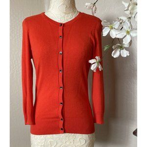 Halogen Womens Button Up Cardigan Orange/Red Long Sleeve Crew Neck Sweater Sz S